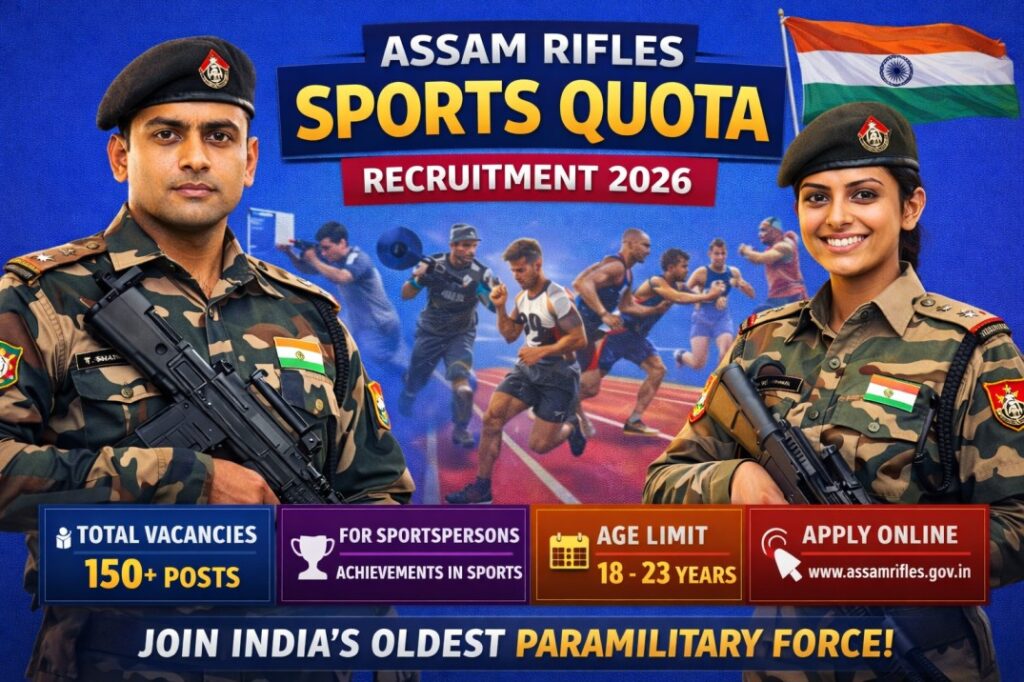 Assam Rifles Sports Quota Recruitment 2026 Apply Online for 95 Rifleman GD Posts