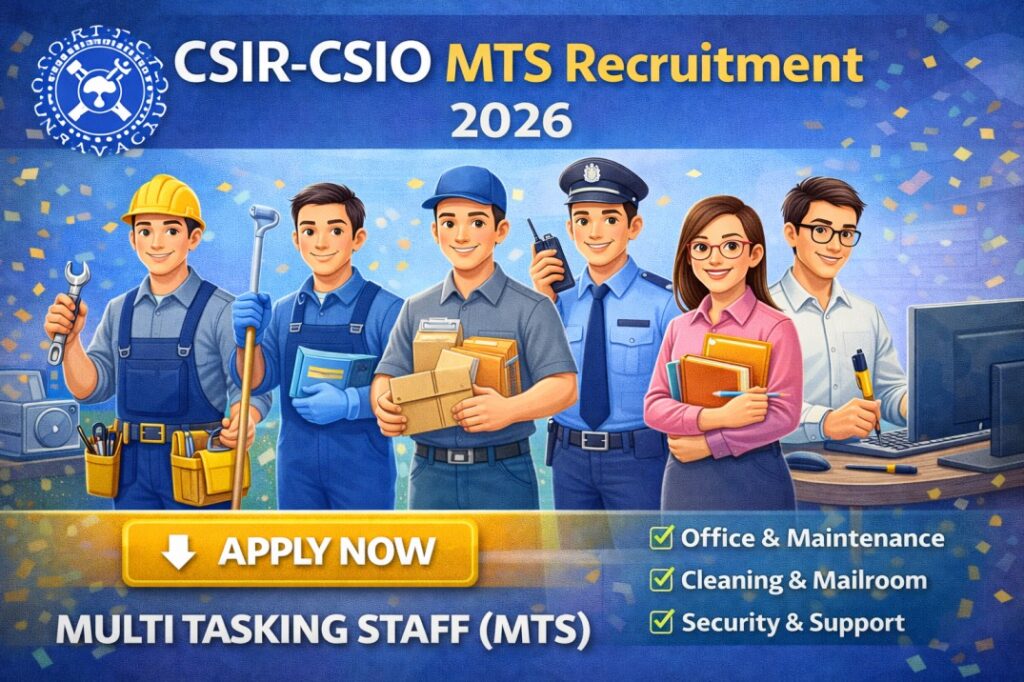 CSIR CSIO MTS Recruitment 2026 – Apply Online for 07 Posts, Salary ₹36,306
