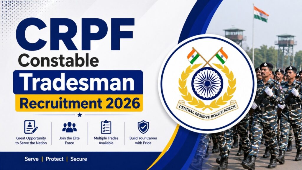 CRPF Constable Tradesman Recruitment 2026 – Apply Online for 9195 Posts
