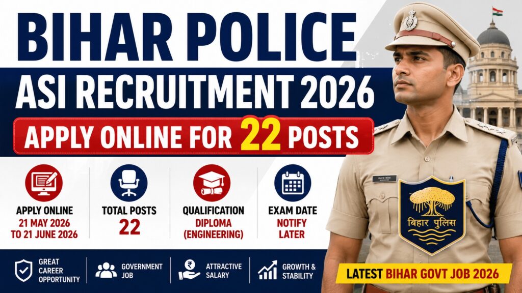 Bihar Police ASI Recruitment 2026 Apply Online for 22 Posts