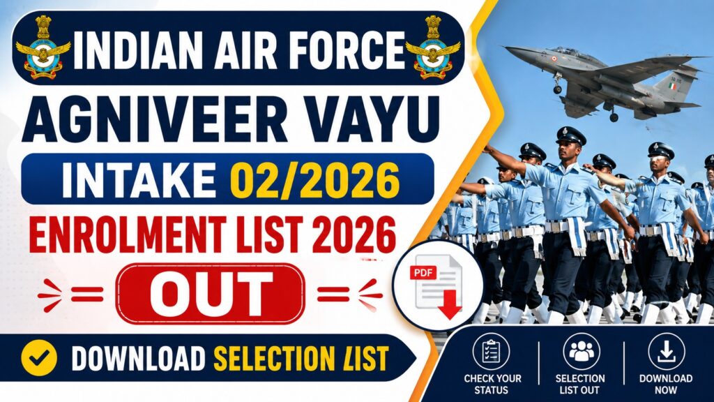 IAF Agniveer Vayu Intake 02/2026 Enrolment List 2026 Released, Check Result & Selection Status